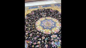9x12ft (274x366cm) handgeknüpfter dunkelblauer türkischer Tabriz-Orientteppich für das Wohnzimmer