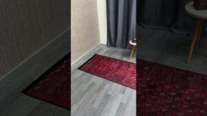 Afghan-Muster Bordo Waschbarer Rutschfester Teppich HS-1005