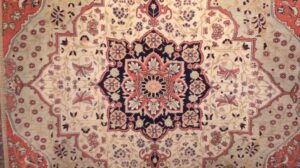 Antiker hellblauer persischer Mohtasham Kashan Teppich 49452 von Nazmiyal
