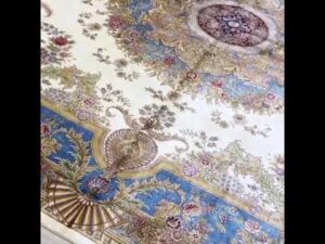 Beige-blauer handgewebter Seeteppich aus Yilong wird in die USA versendet. #handgewebterTeppich