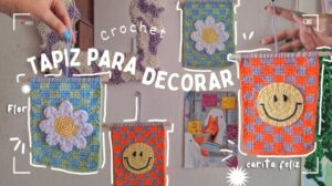 DEKORATION für deine Wand mit HÄKELN: Blume und glückliches Gesicht | EINFACHES TUTORIAL für Anfänger