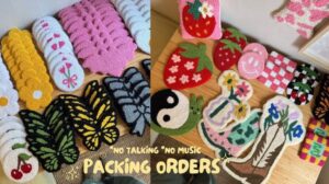 Großhandelsbestellung Verpackung - Punch Needle Becherunterlage Großbestellung ASMR Paket 🌸🦋🌾✨📦💌