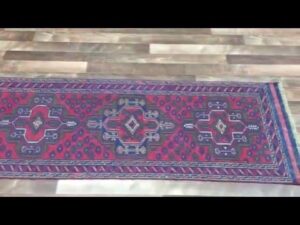 Halb-antiker roter persischer Baluch Läuferteppich 1'9X8'6 - 1783