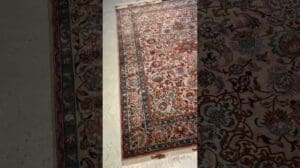 Handgeknüpfter Vintage Tabriz-Teppich in rosa, rot und blauen floralen Mustern - 24097