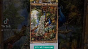 Handgewebter Teppich aus Tabriz, Design Pfau, 60 Knoten, Seide