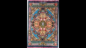 Hochwertiger Kum Asiraf Perserteppich Qom Kum 100% Seide mit Zertifikat, Teppich mit Tragetasche, Eingangsmatte Größe, Hochwertiger Perserteppich von Golestan