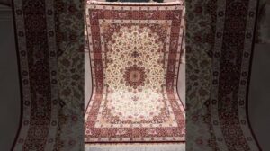 Isfahan Teppich JST-13182 4X6 Persischer Seidenteppich Medaillon Blumenmuster Luxus hochklassiger Teppich