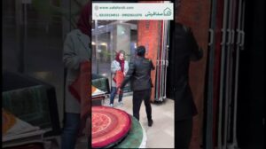 Maschinengewebter Seidenteppich für Flure und Läufer in energiegeladenen Farben Grün und Orange - Safa Teppich