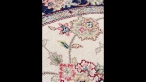 Persischer Isfahan-Wollrundteppich floral klein handgefertigt 3x3 Fuß