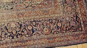 Persischer Kashan-Teppich aus dem 19. Jahrhundert in Raumgröße mit Elfenbeingrund, @thepersianknot, SKYU 1751