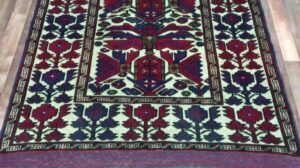 Rot und Marineblau Afghanischer Baluch Orientalischer Teppich 4'6X5'7 - H 77687