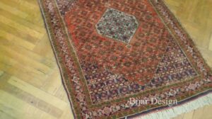 Schöner 4x5 Roter und Marineblauer Iranischer Bijar-Handgewebter Teppich