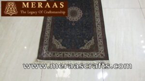 Seltene Kashmiri handgeknüpfte Seide auf Seide Teppich 2300 Knoten pro Quadratzoll 2,5 ft x 4 ft Museumsammlung