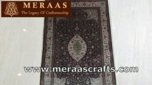Seltenes handgeknüpftes Kaschmir-Seiden-Teppich mit 2300 Knoten pro Quadrat-Zoll, 2 ft x 3 ft, Museums-Kollektion
