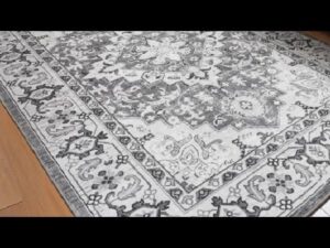 Teppiche für das Wohnzimmer, 5X7 große waschbare graue Vintage Boho-Teppiche, Kunstwollteppiche