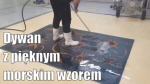 Wir reinigen den Teppich mit schönem maritimen Muster.
