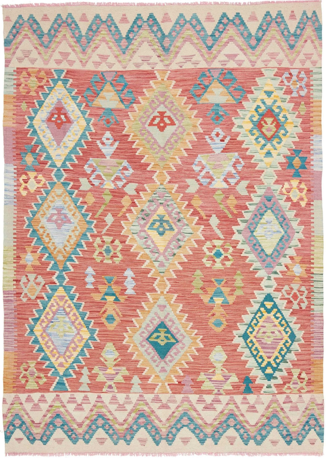 Kelim 149 x 210 cm Schurwolle handgewebt rustikal