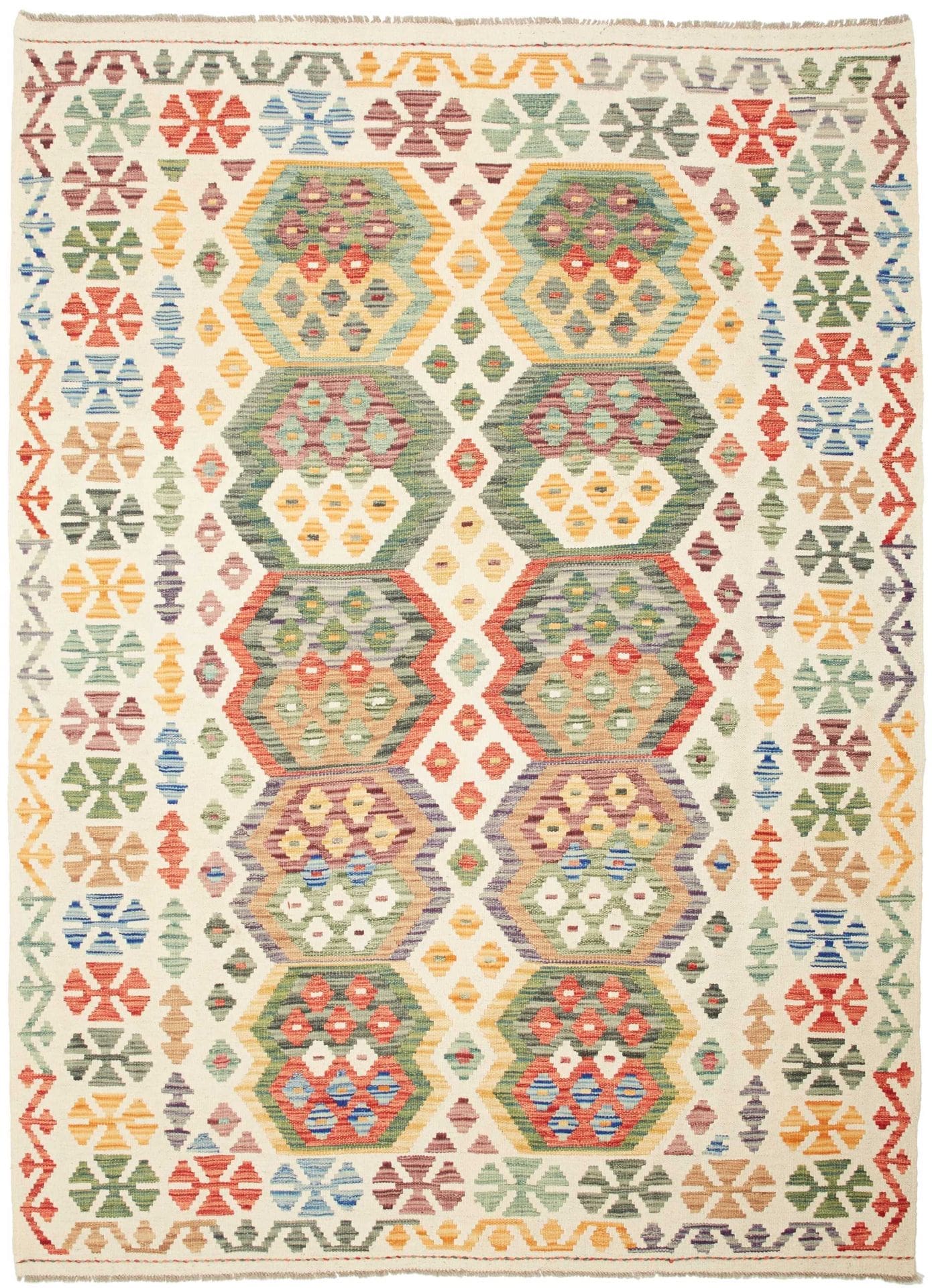 Kelim 169 x 229 cm Schurwolle handgewebt rustikal weich