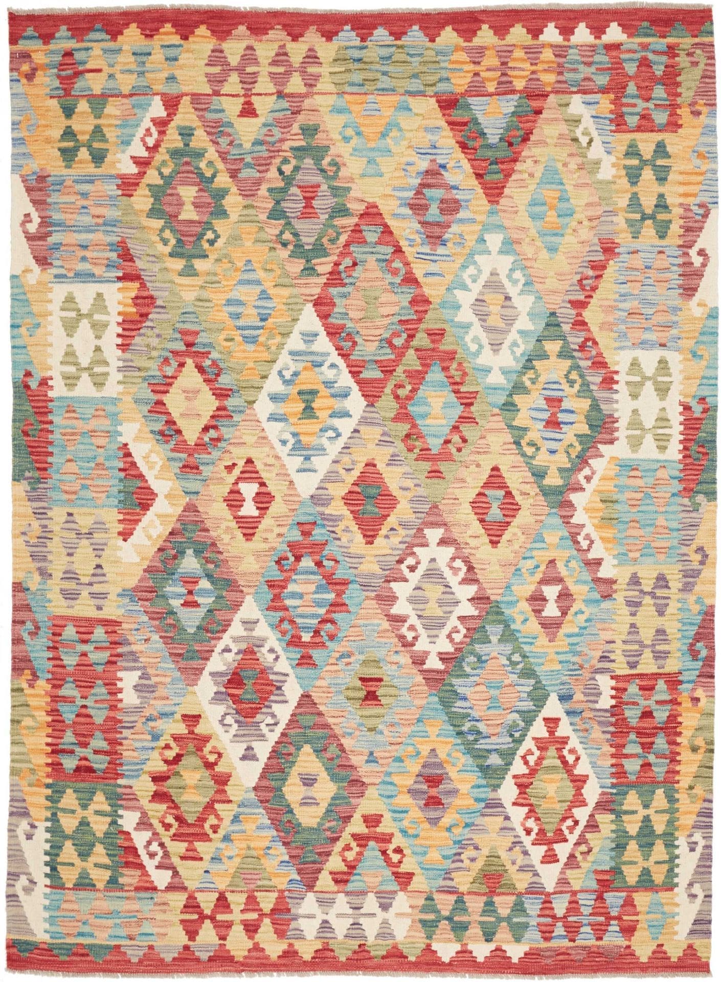 Kelim 175 x 222 cm Schurwolle handgewebt rustikal