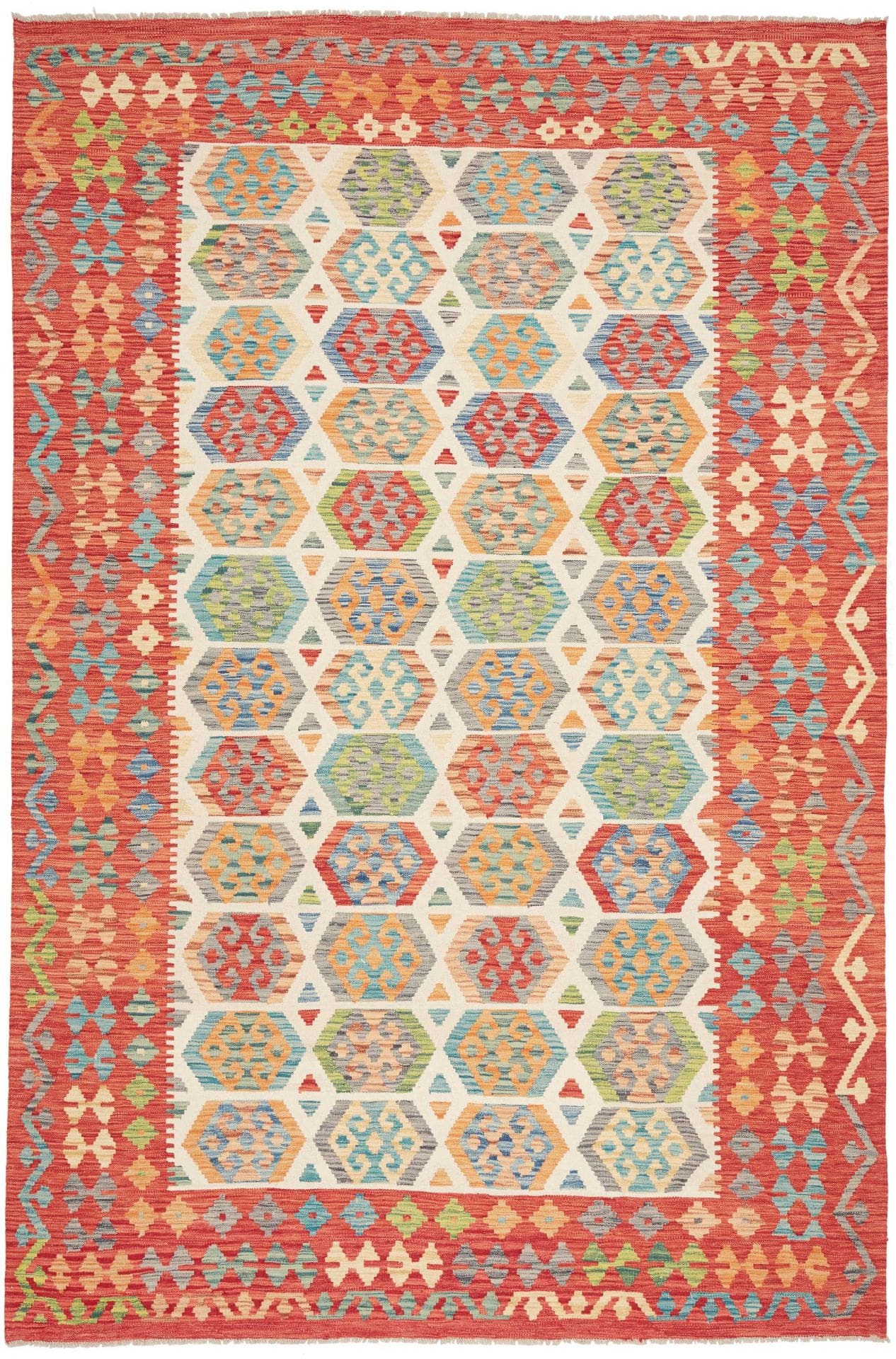 Kelim 203 x 307 cm Schurwolle handgewebt rustikal