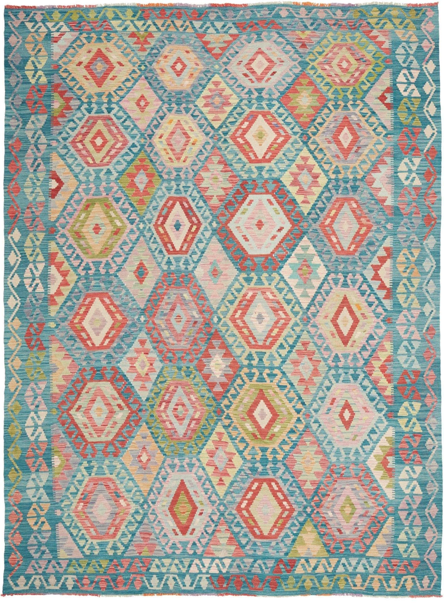 Kelim 219 x 294 cm Schurwolle handgewebt rustikal