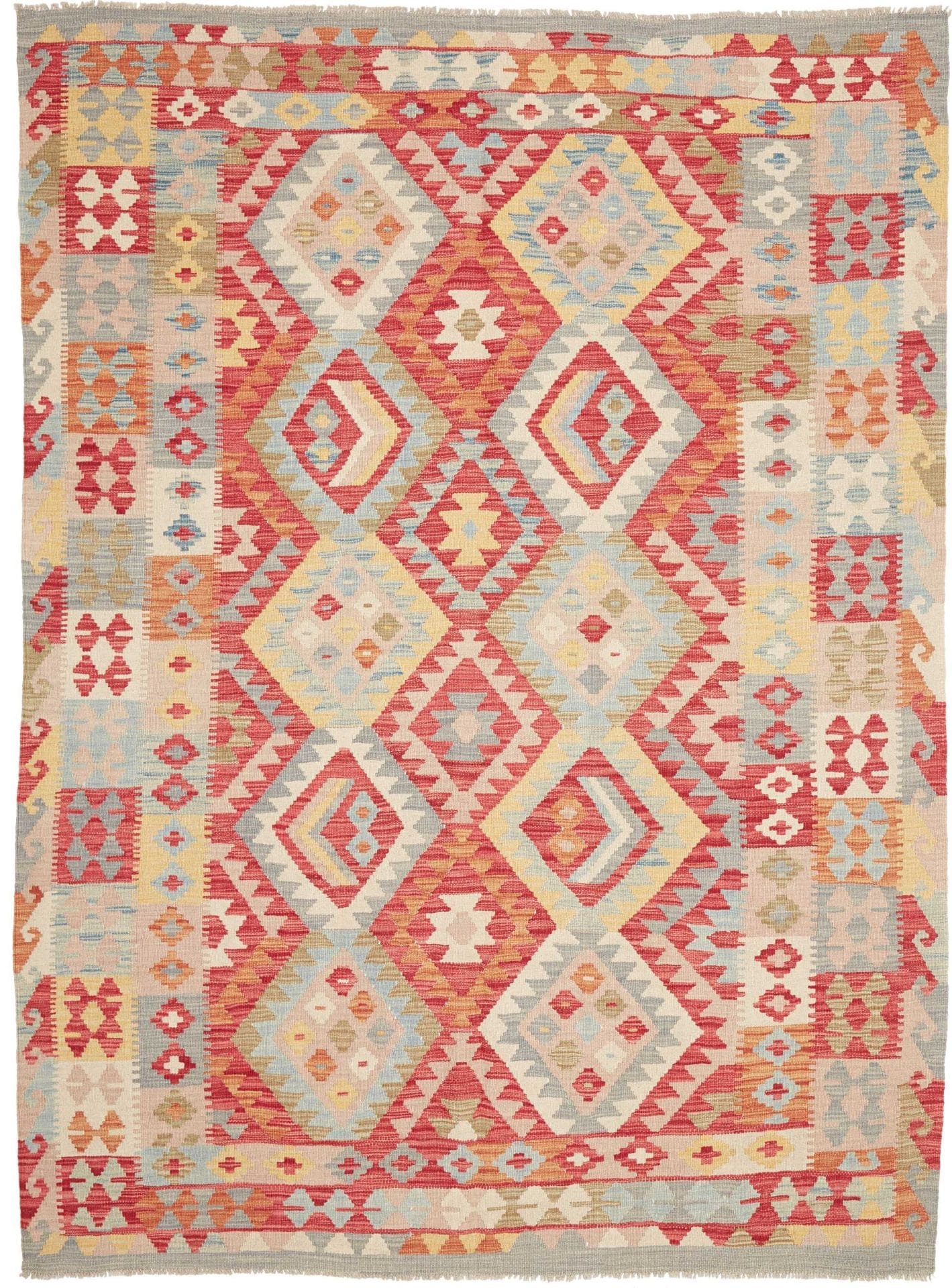 Kelim Teppich 177 x 243 cm Schurwolle handgewebt rustikal