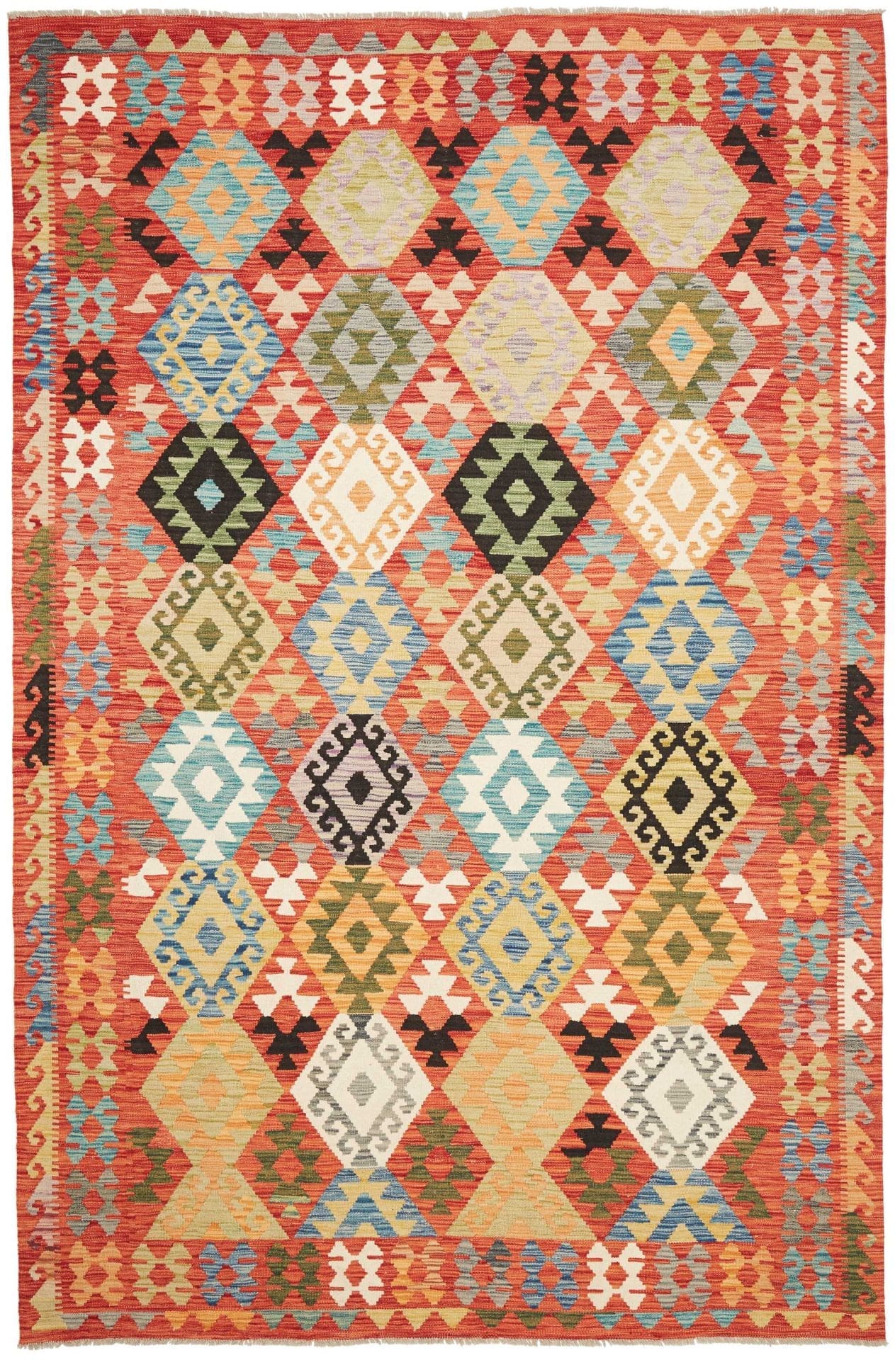 Kelim Teppich 200 x 301 cm Schurwolle handgewebt rustikal