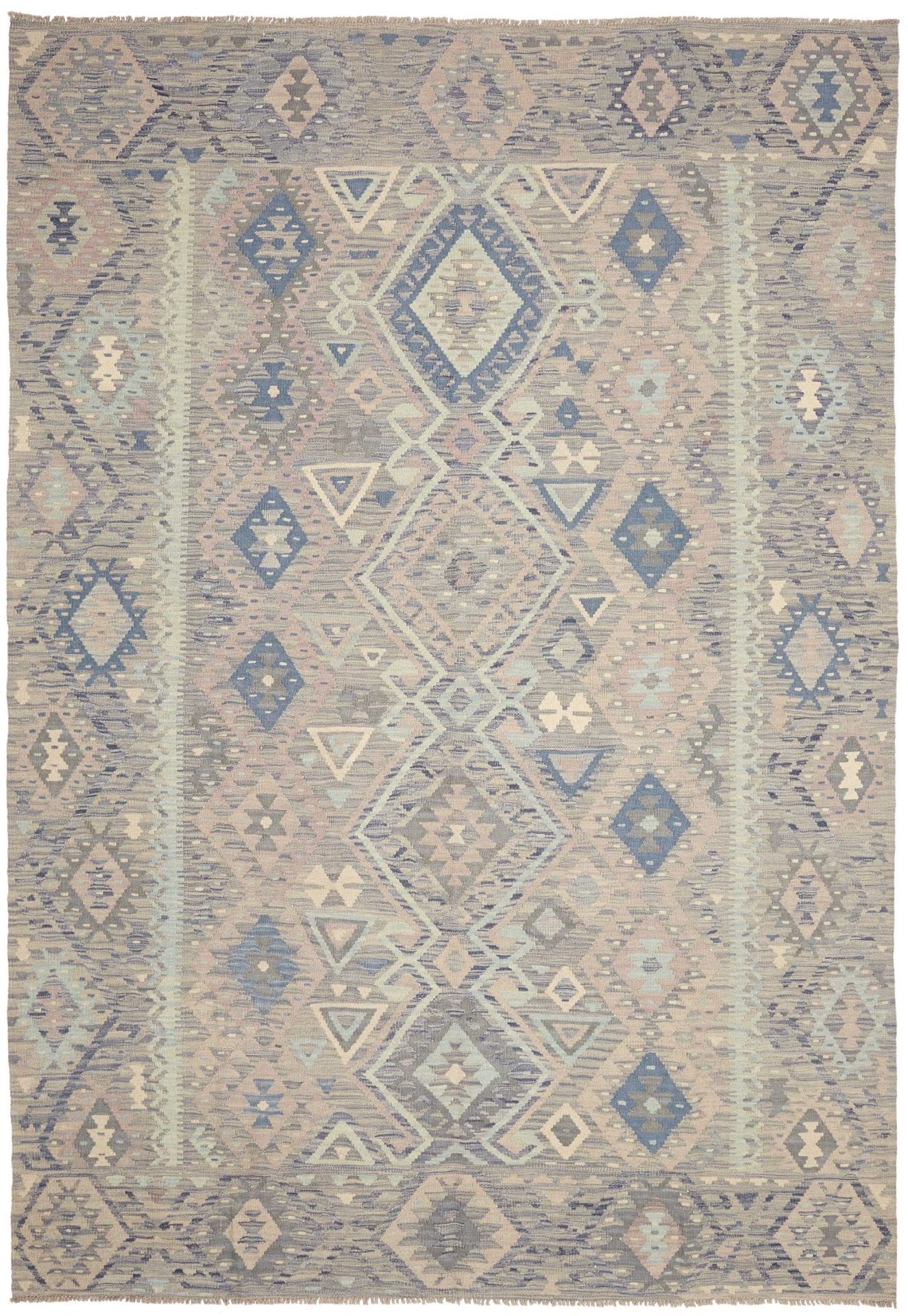 Kelim Teppich 204 x 292 cm Schurwolle handgewebt rustikal