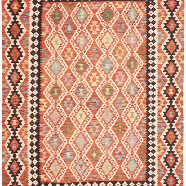 Kelim Teppich 211 x 296 cm Schurwolle handgewebt rustikal