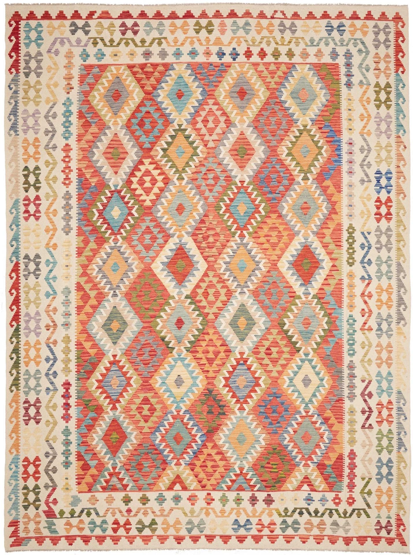 Kelim Teppich 261 x 349 cm Schurwolle handgewebt rustikal