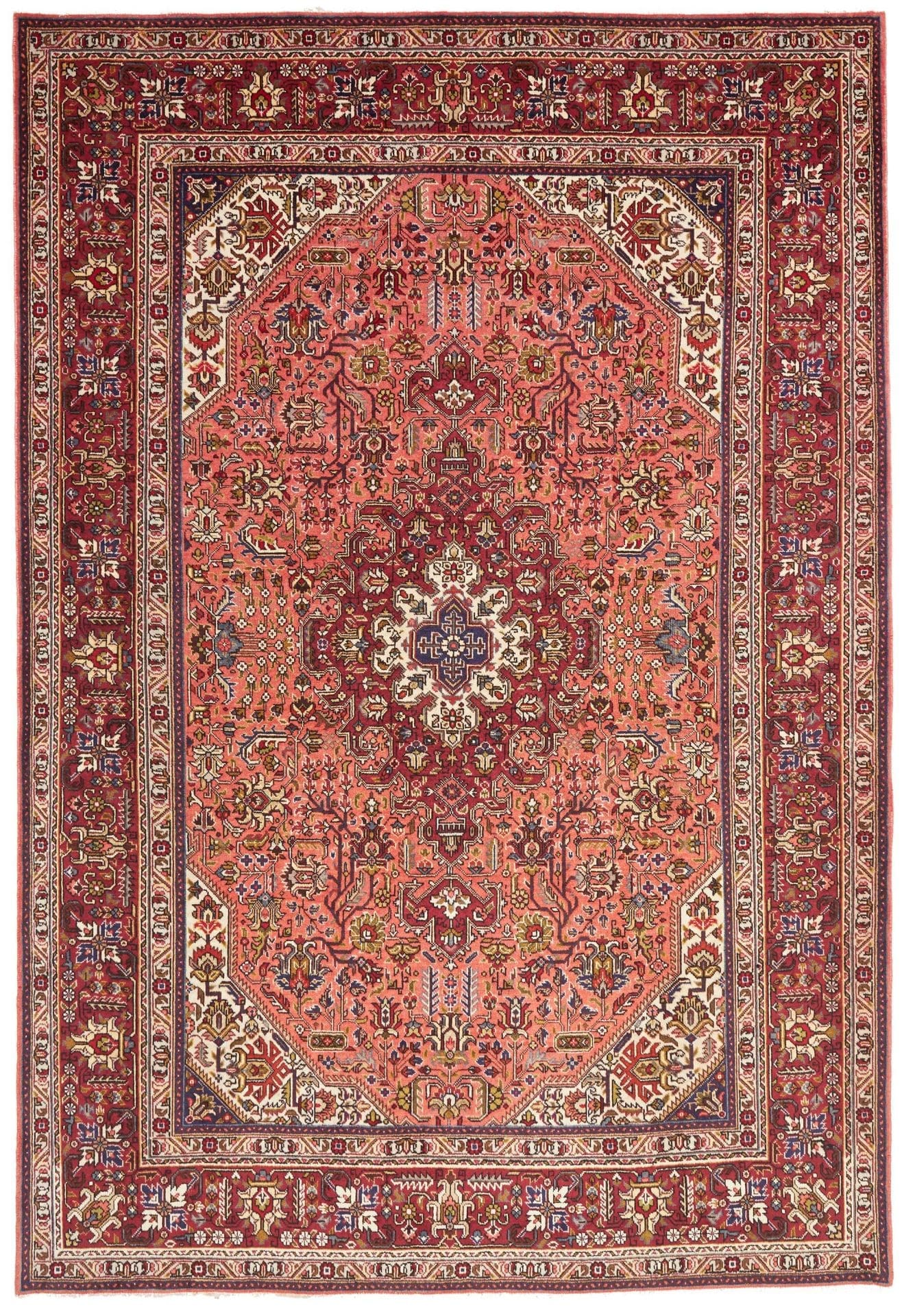 Orientteppich Blaue Blumen 200 x 300 cm Schurwolle handgeknüpft