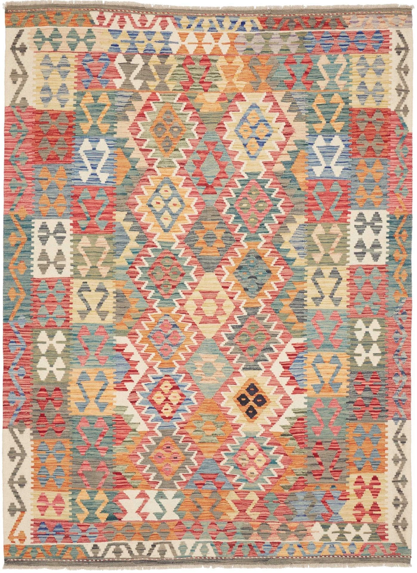 Orientteppich Kelim 172 x 236 cm Schurwolle handgewebt rustikal