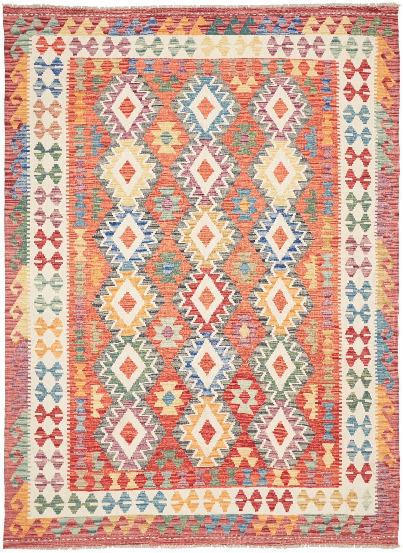 Orientteppich Kelim 178 x 244 cm Schurwolle handgewebt rustikal