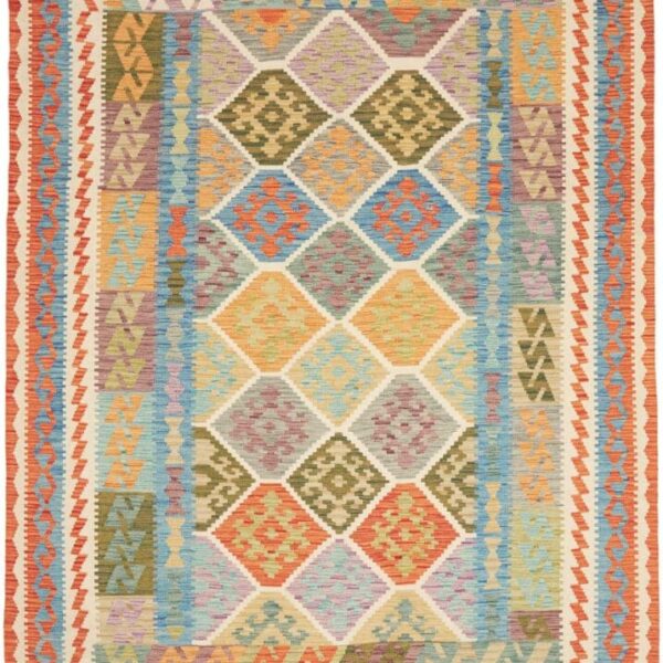 Orientteppich Kelim 201 x 284 cm Schurwolle handgewebt rustikal