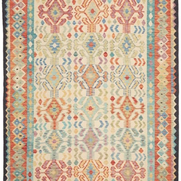 Orientteppich Kelim 204 x 293 cm Schurwolle handgewebt rustikal