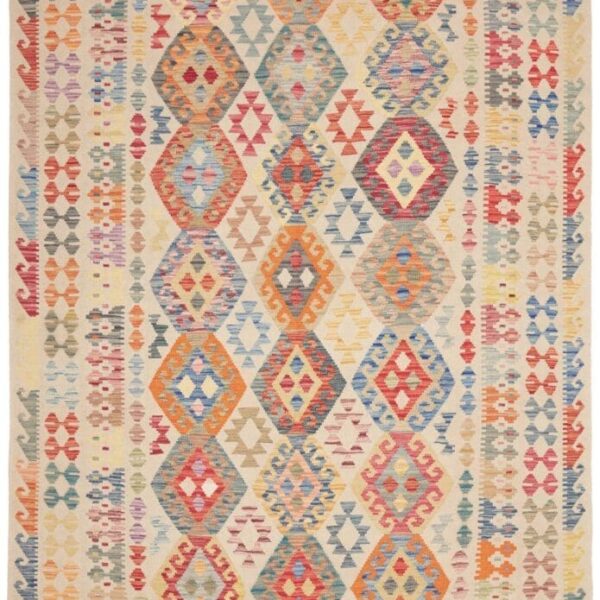 Orientteppich Kelim 204 x 295 cm Schurwolle handgewebt rustikal