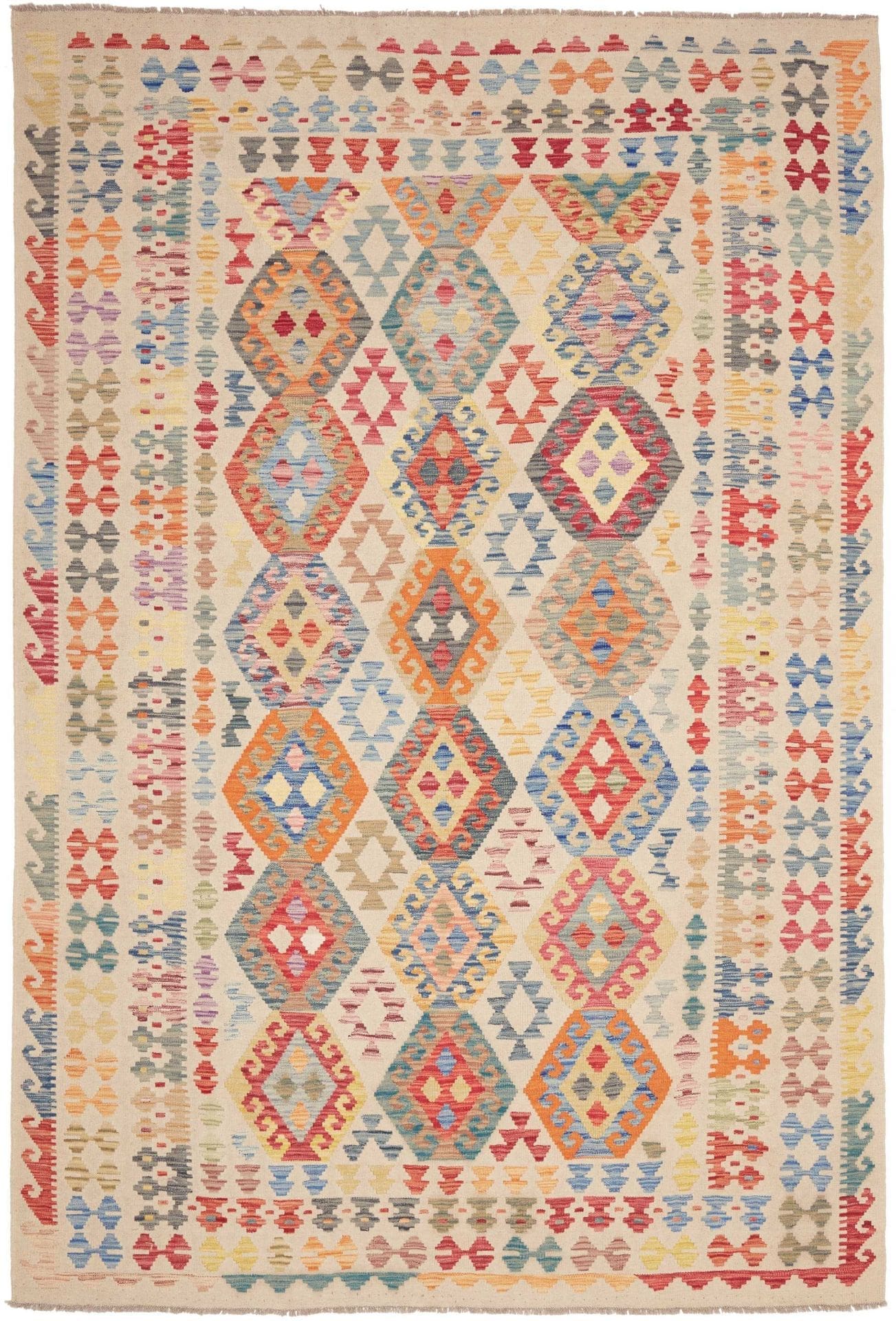 Orientteppich Kelim 204 x 295 cm Schurwolle handgewebt rustikal