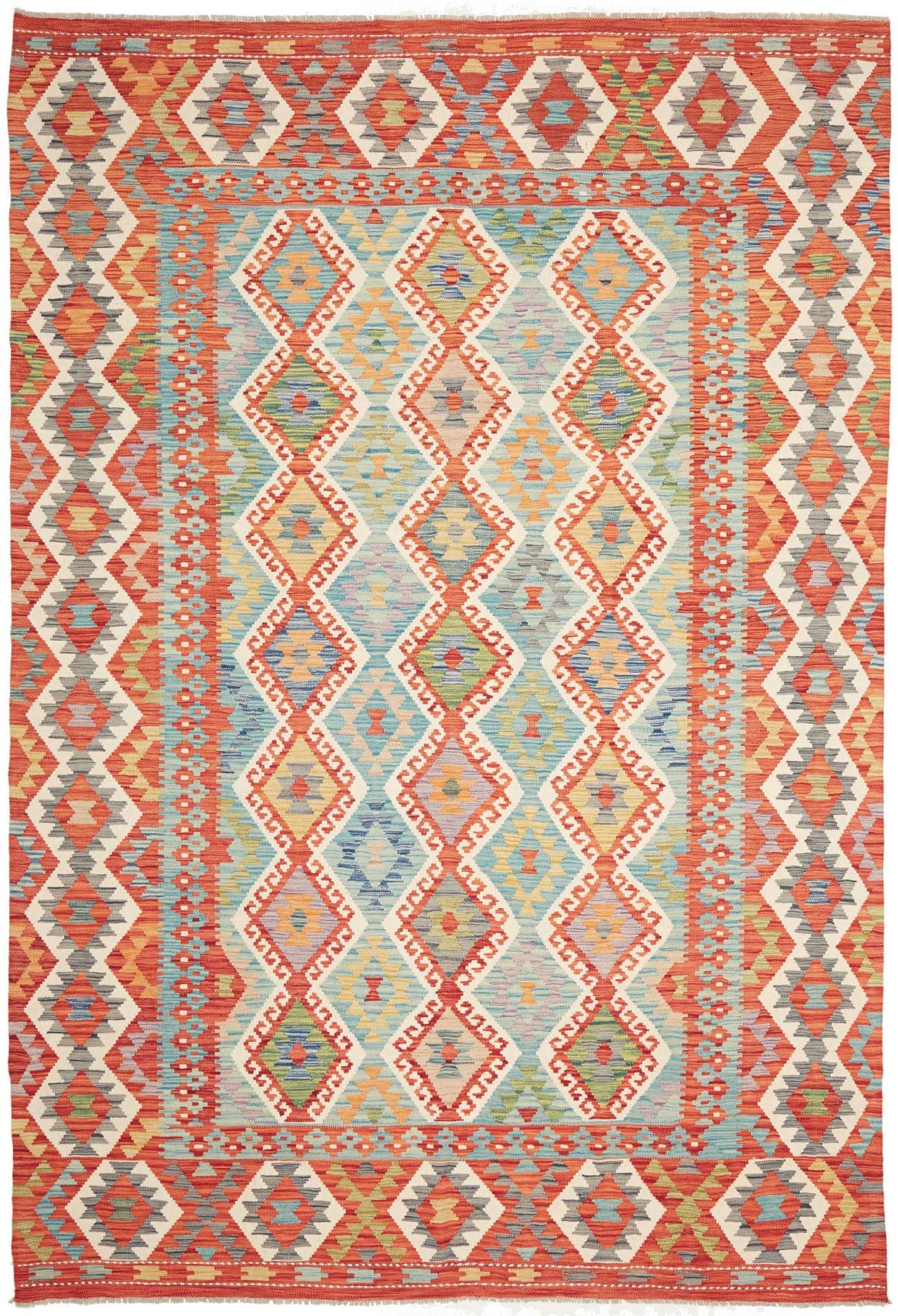 Orientteppich Kelim 204 x 297 cm Schurwolle handgewebt rustikal