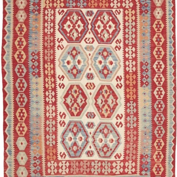 Orientteppich Kelim 204 x 305 cm Schurwolle handgewebt rustikal