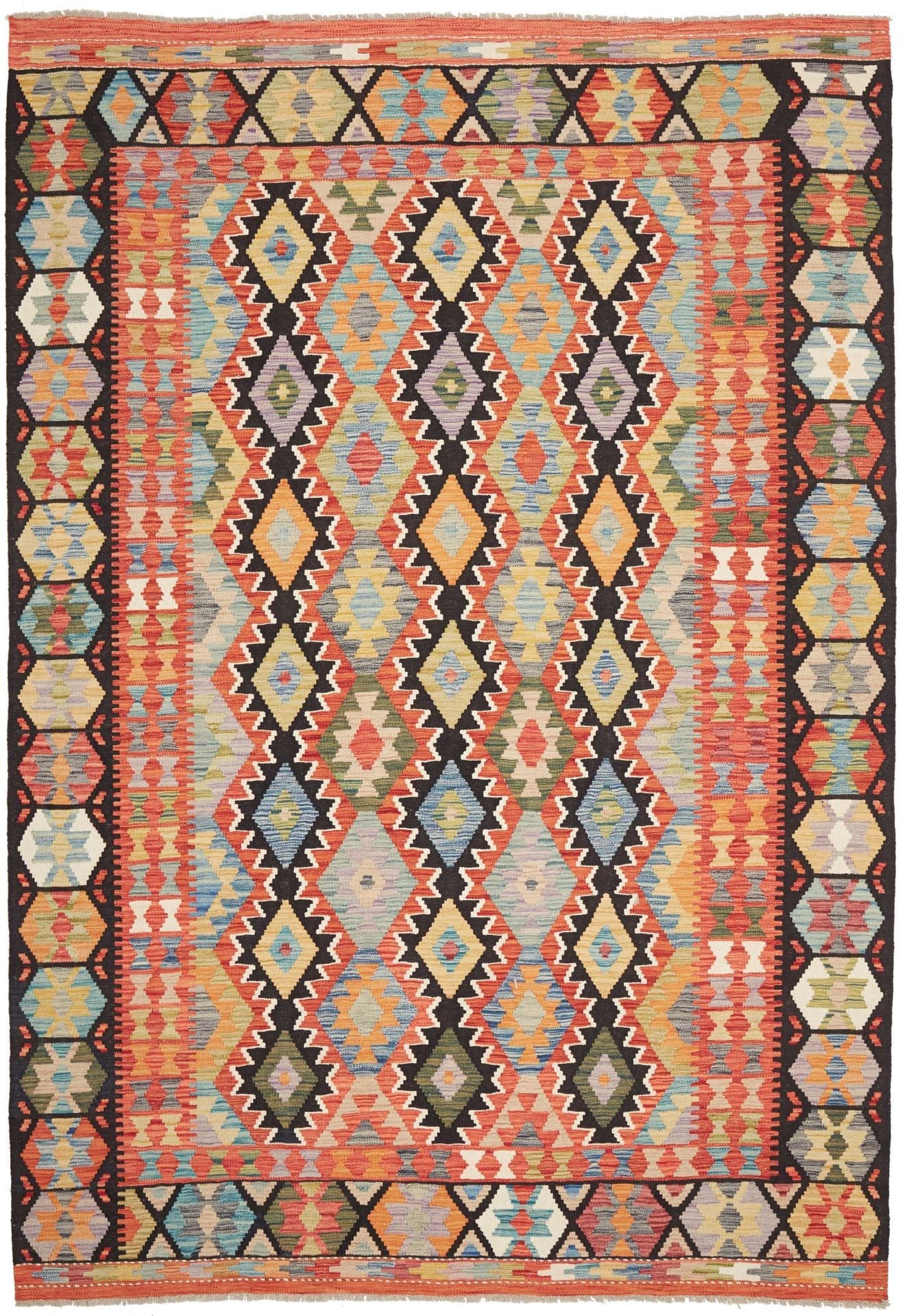 Orientteppich Kelim 205 x 299 cm Schurwolle handgewebt rustikal