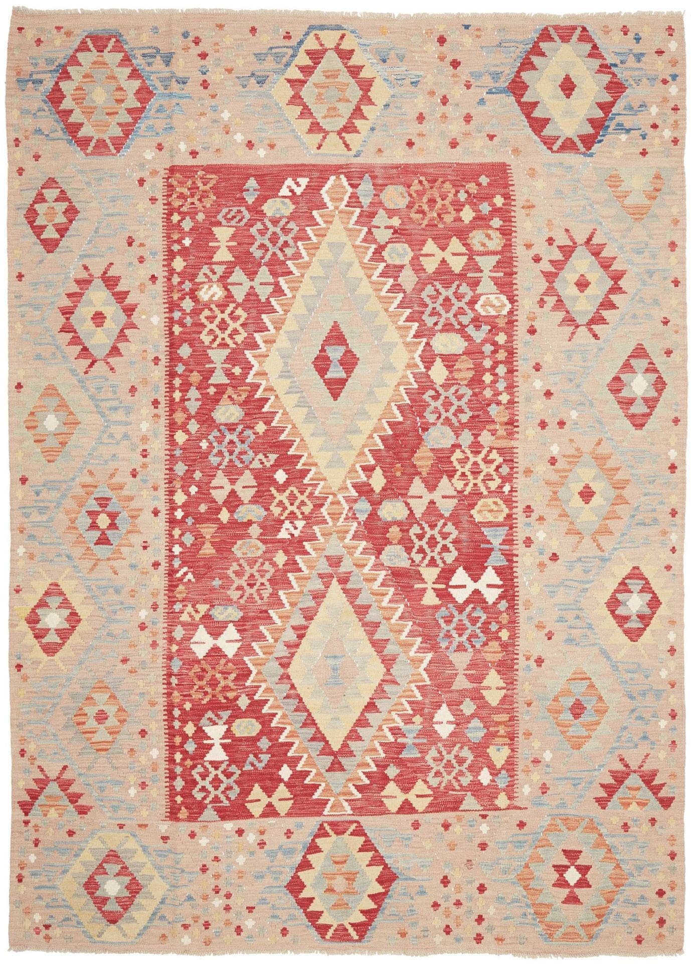 Orientteppich Kelim 207 x 281 cm Schurwolle handgewebt rustikal