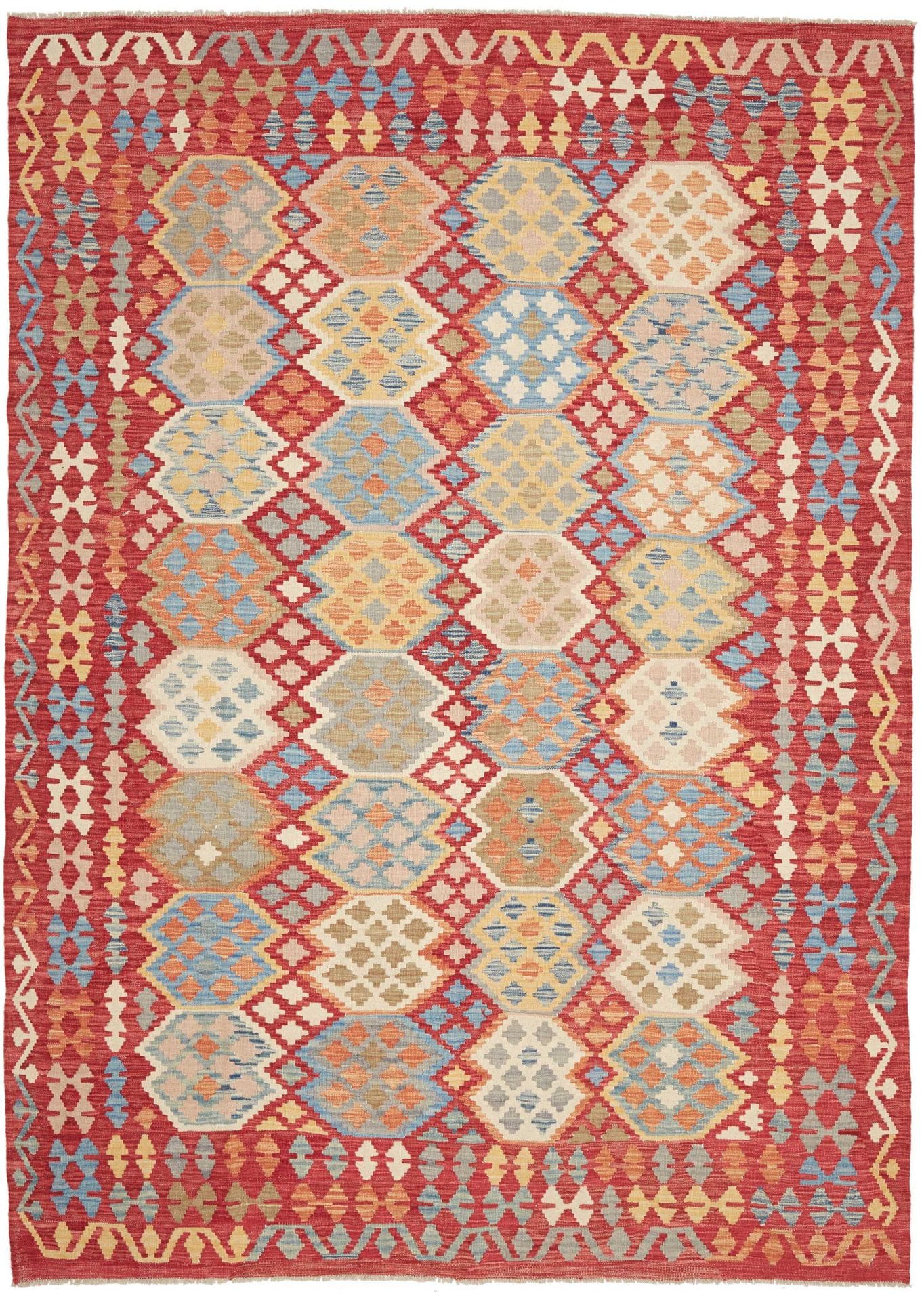 Orientteppich Kelim 207 x 294 cm Schurwolle handgewebt rustikal