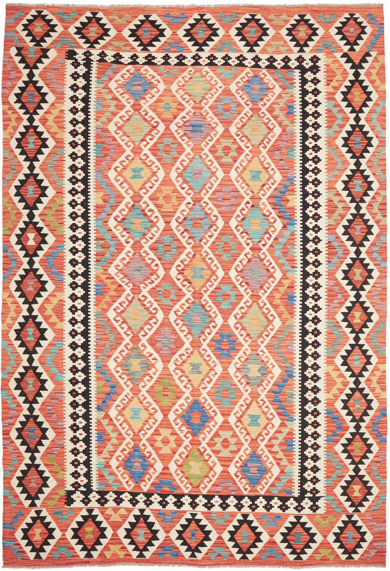 Orientteppich Kelim 207 x 297 cm Schurwolle handgewebt rustikal