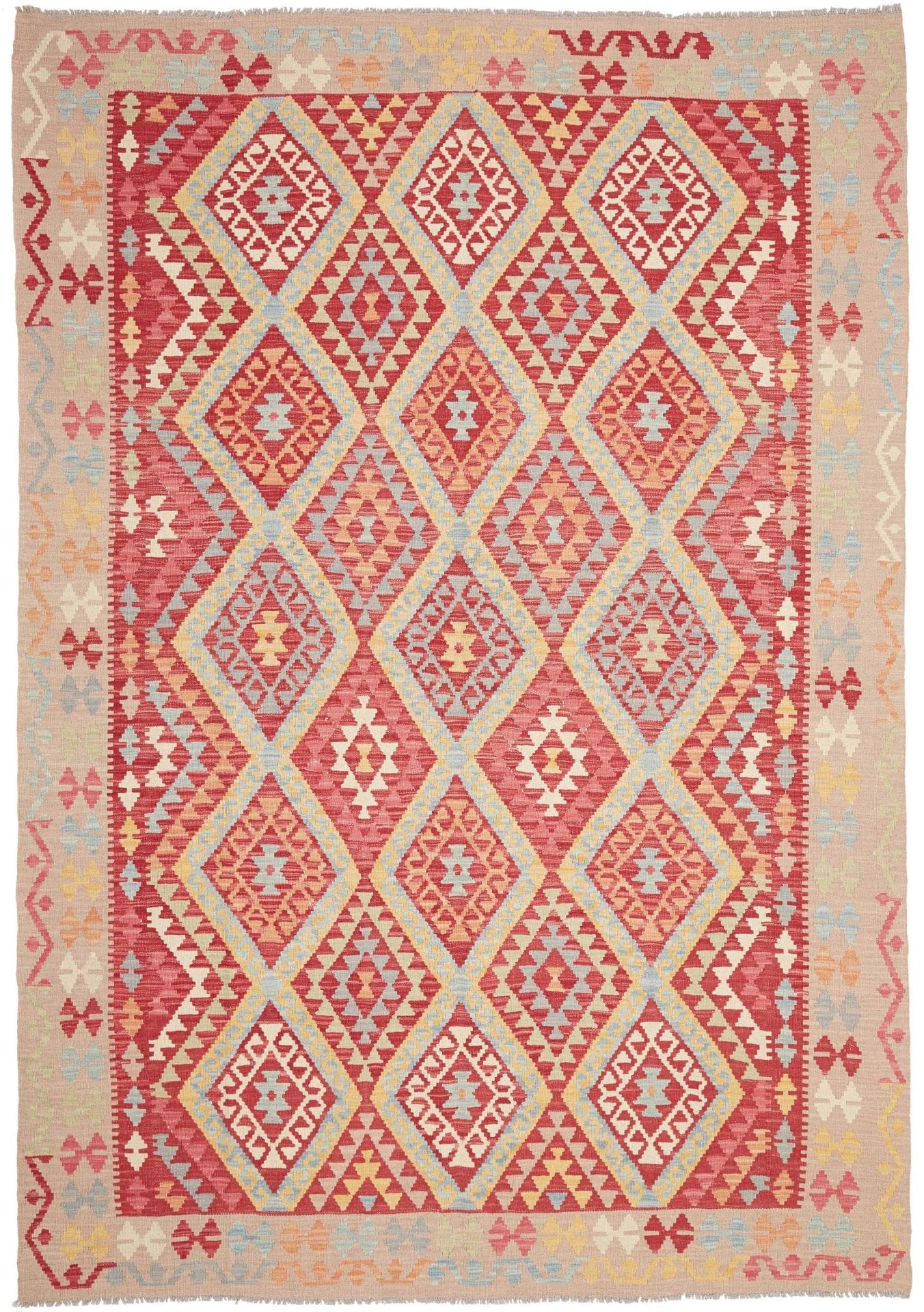 Orientteppich Kelim 207 x 297 cm Schurwolle handgewebt rustikal