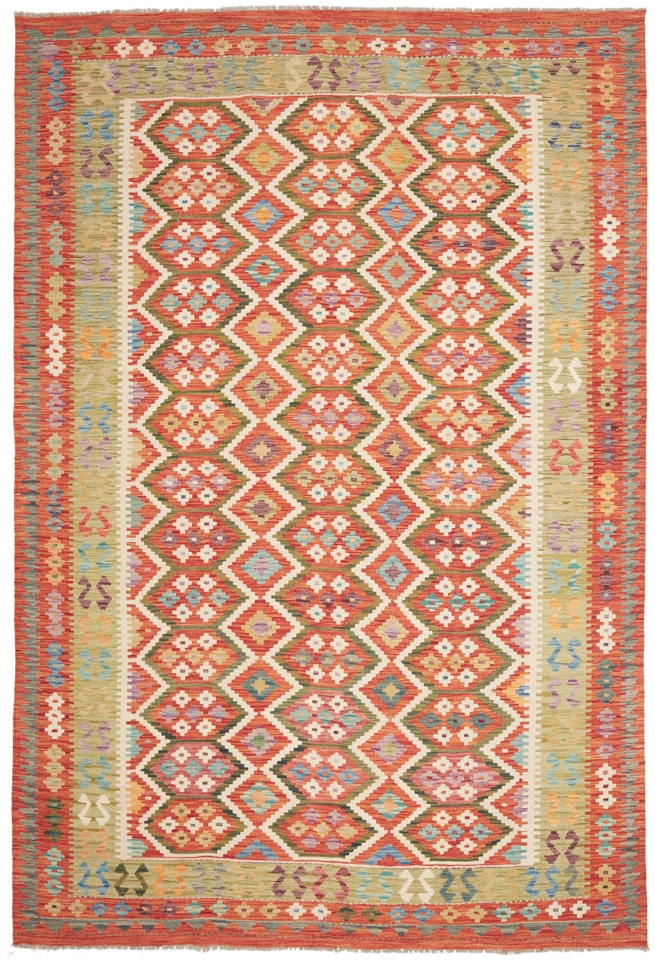 Orientteppich Kelim 207 x 304 cm Schurwolle handgewebt rustikal