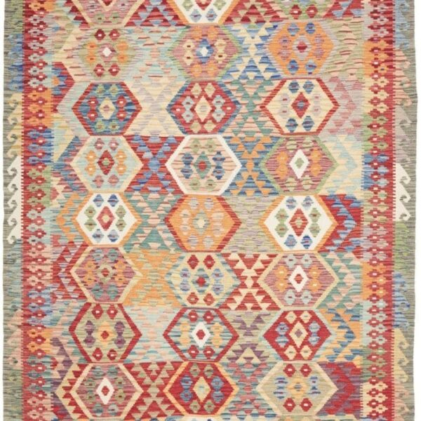 Orientteppich Kelim 208 x 291 cm Schurwolle handgewebt rustikal