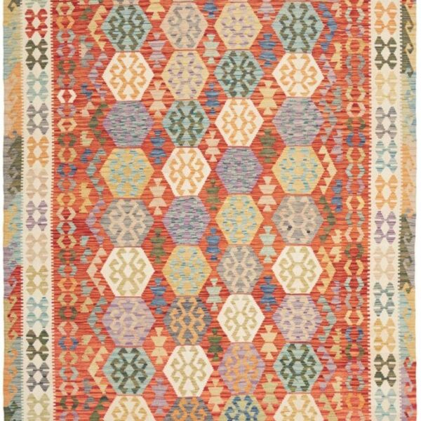 Orientteppich Kelim 208 x 300 cm Schurwolle handgewebt rustikal