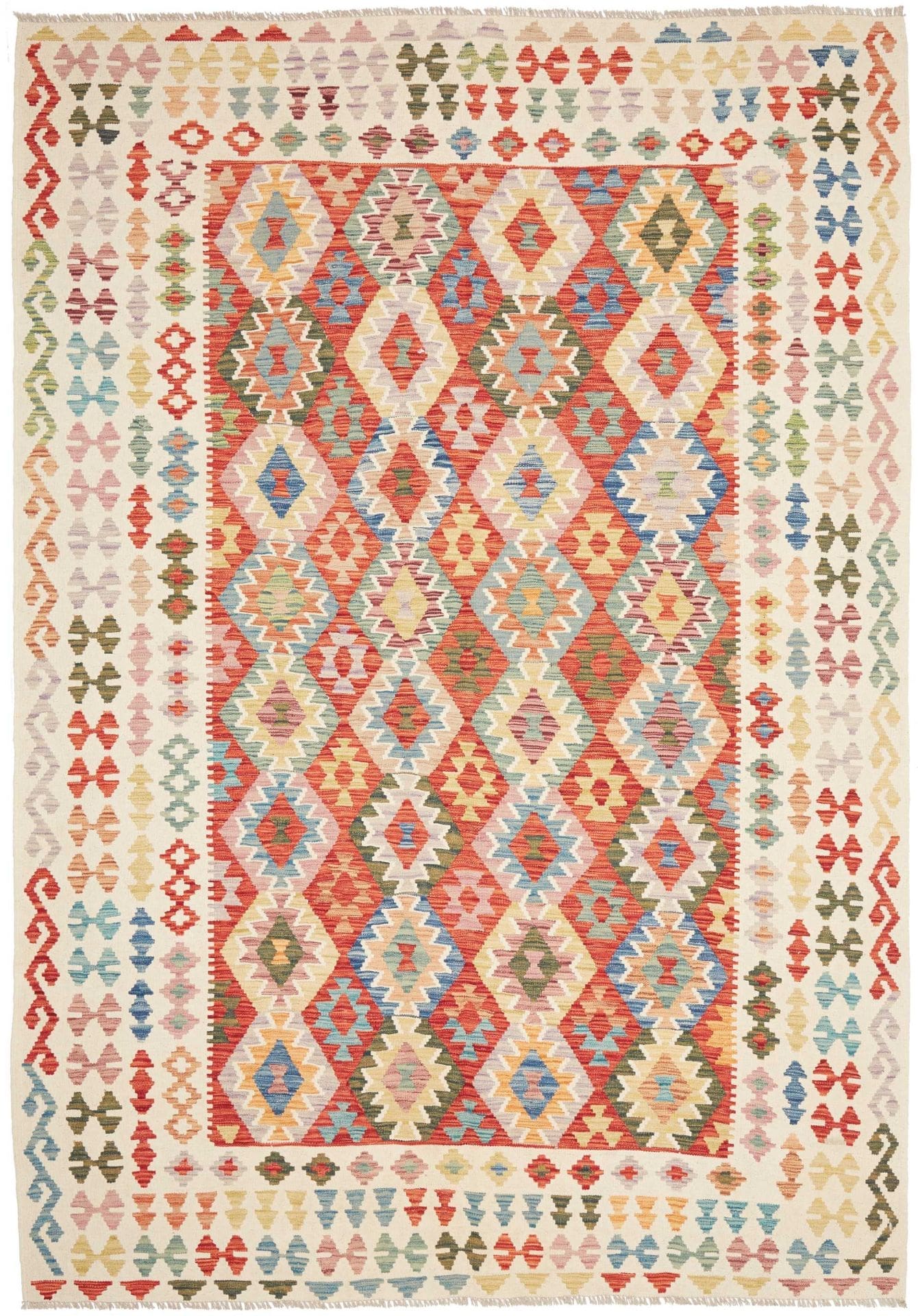 Orientteppich Kelim 209 x 290 cm Schurwolle handgewebt rustikal