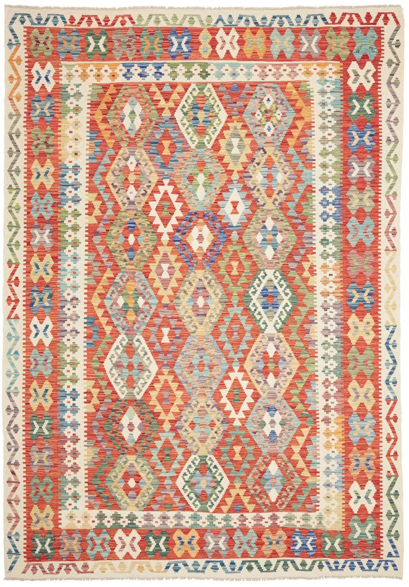 Orientteppich Kelim 209 x 298 cm Schurwolle handgewebt rustikal