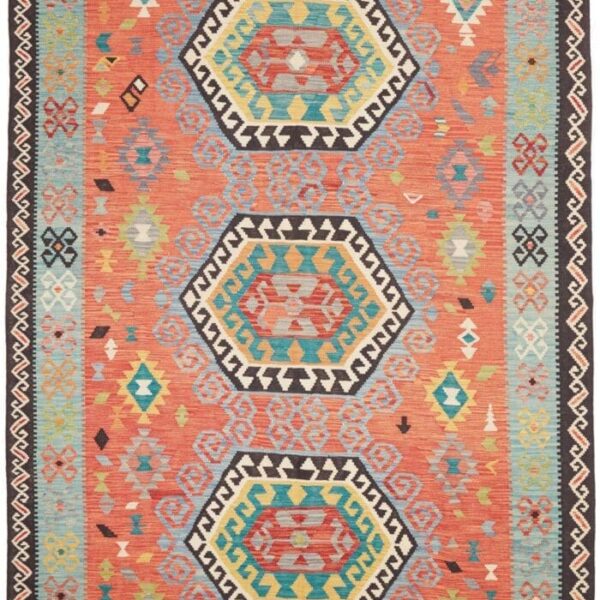 Orientteppich Kelim 209 x 307 cm Schurwolle handgewebt rustikal